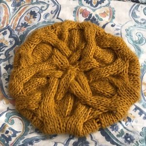 Marigold-colored slouchy beanie